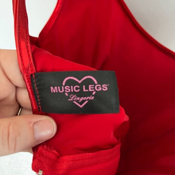Music Legs Lingerie Dress Red Metallic One Size - Picture 7 of 9
